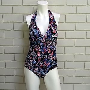 Time And Tru Floral Paisley One Piece Swim Suit. Size Medium